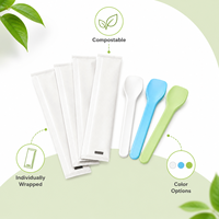 Cuillère à dégustation de crème glacée biodégradable colorée en CPLA, 101 mm, écologique, jetable, mini-cuillère à dessert