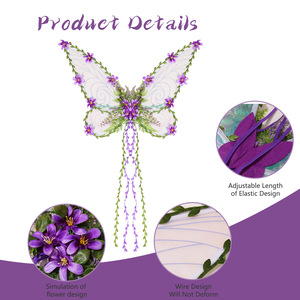 Ailes de papillon DAMAI pour Halloween, déguisement, décoration florale, accessoires pour mariage et fête d'Halloween, ailes de fée et d'elfe - Product Image 5