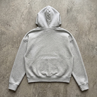 Vente en gros de sweats à capuche Essentials pour hommes, vierges, personnalisables avec logo, en coton épais 400 GSM gris chiné, coupe ample et tombante, avec fermeture éclair bidirectionnelle