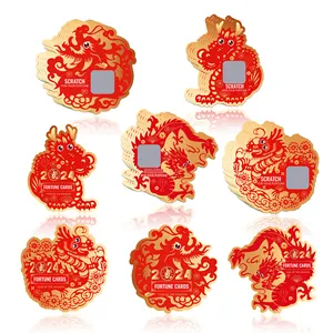 GG001 중국 새해 스크래치 오프 게임 카드 음력 드래곤 년 스크래치 봄 축제 용품 운 카드