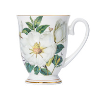 Tasses à café en porcelaine osseuse européenne motif fleur créative tasse à thé en céramique tasse avec poignée