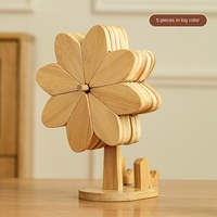 Dessous de verre en bambou écologique Design moderne moulin à vent dynamique ornements de table à manger maison créative coussin en bois massif