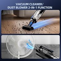 Aspirateur de voiture portable 17000Pa 2-en-1 mini 0,45L, souffleur d'air, batterie 6000mAh, lumière LED, buses multiples