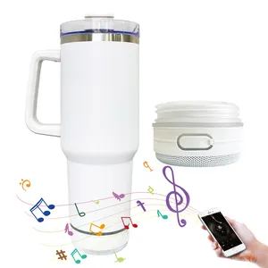 40oz Powder Coated 40oz Music Speaker Tumbler Cup with Lid USB Charging Smart Player Powder Coated 40oz Music Speaker Tumbler