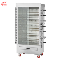 Rôtissoire à poulet électrique professionnelle en acier inoxydable 3/7 broches avec porte vitrée pour restaurant (KJ-7CE)