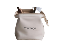 Pochette de maquillage miniature de luxe en cuir PU, étiquette privée personnalisée, fermeture éclair étanche, petite trousse de toilette de voyage