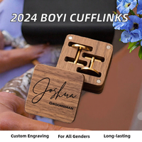 Boutons de manchette gravés personnalisés, bijoux pour témoin de mariage, boîte en bois pour mariage, accessoire cadeau pour le père de la mariée