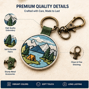 Llavero de Viaje con Diseño de Montaña Estilo Vintage, Bordado Personalizado, Recuerdo, Servicio OEM ODM, Llavero Personalizado para Regalos - Product Image 4