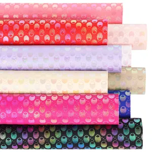 Oval Polka Dot Pola PVC Timbul Holografik Kulit Sintetis Kain Roll untuk Buatan Tangan DIY Tas Anting