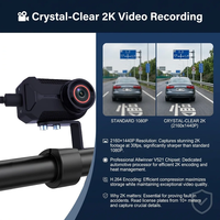 Cámara para Motocicleta 2K 1440P HD, Diseño sin Pantalla, Wi-Fi, Descarga de Video por Aplicación, IP66 Impermeable, Grabación en Bucle, para Motocicleta y Scooter