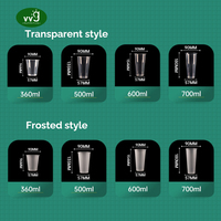 Gobelets à thé au lait à paroi simple en plastique PP transparent incassable, réutilisables, personnalisables avec logo, 600 ml (20 oz), compatibles lave-vaisselle, VVG
