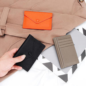 Porte-monnaie AndoBag à motif litchi pour femmes, portefeuille fin en cuir de vache véritable, portefeuilles courts 2215 - Product Image 3