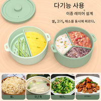 Panci kukus silikon Korea, panci kukus sayuran kelas makanan, mangkuk aman Oven Microwave