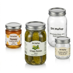 Bocaux en verre transparent OEM ODM en gros pour miel, confiture, cornichons - Product Image 3