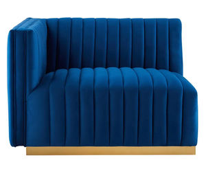 Winforce Conjureチャンネルタフテッドパフォーマンスソファソファラグジュアリーブルーベルベット3シーターソファラブシート - Product Image 5