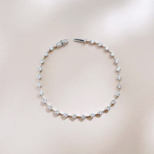 Pulsera con Diamantes Espaciados en Oro Blanco de 18K, Corte Brillante Cultivado en Laboratorio, Certificado IGI, 3.91g, Joyería Fina de Lujo para Mujer - Product Image 1