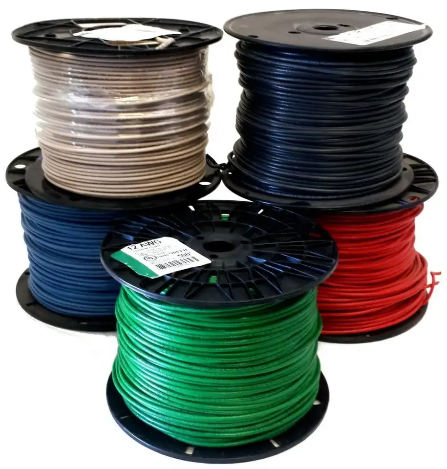 Elektrische Thhn THWN-2 Stranded Koperen Bouwdraad Pvc Blauw Geïsoleerd Pvc Jas Draad 10 Ga Thhn Stranded Black 500 'Roll