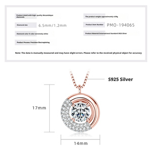 จี้ห้อยคอทรงกลมหมุนได้ รุ่นฟอร์จูน เงินแท้ 925 ประดับเพชรโมอิสซาไนต์สี D พร้อมสร้อยคอแฟชั่น ขายส่งจากโรงงานผลิตเครื่องประดับ - Product Image 2