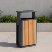 Poubelle commerciale avec poubelles en bois en plastique WPC 45L avec poubelle verrouillée pour espace public