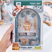 HTL Mini jeu de flipper portable, lanceur de billes, jouet d'arcade rétro, jeu de société interactif parent-enfant pour enfants