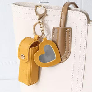 Haute qualité en cuir Pu porte-baume à lèvres rouge à lèvres sac porte-clés avec miroir de maquillage femmes fille rouge à lèvres housse sac accessoires - Product Image 3