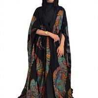 Ensemble Abaya Hijab de Luxe Personnalisé Respirant à Imprimé Floral en Polyester pour Femme, Longueur Cheville, Manches Longues, Vente en Gros Dubaï 2026