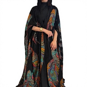 Ensemble Abaya Hijab de Luxe Personnalisé Respirant à Imprimé Floral en Polyester pour Femme, Longueur Cheville, Manches Longues, Élégant – Vente en Gros Dubaï - Product Image 2