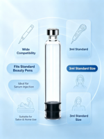 Cartouche cosmétique en verre borosilicate transparent de 3 ml, compatible avec diverses cartouches de stylos de beauté pour le stockage de liquides de soin de la peau