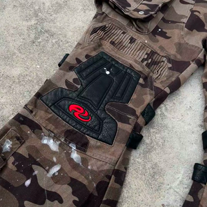 YUCHEN pantaloni Woobie mimetici verdi svasati in cotone 100% personalizzato Streetwear impilati larghi <span class=keywords><strong>6</strong></span> tasche Splatter dritti <span class=keywords><strong>Cargo</strong></span> - Product Image 2