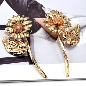 Fashion Plant Flower Drop Earrings For Women Metal Pendant Earrings Bohemian Statement Jewelry Accessories