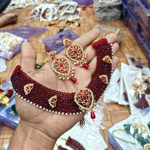 Pachi Kundan copy new with Matching Earrings Brass Jewelry Traditional <b>Indian</b> Wedding Jewelry for Women - Product Image 1