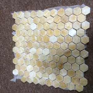 Hiện đại Vàng Vàng <span class=keywords><strong>onyx</strong></span> đá hình lục giác Gạch Mosaic 10 mét Độ dày sàn gỗ thiết kế cho Nội Thất Tường backsplash bao gồm đồ họa - Product Image 5