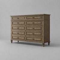 Meuble d'appoint décoratif moderne en bois massif fait main, commode à 10 tiroirs pour chambre principale de villa de luxe