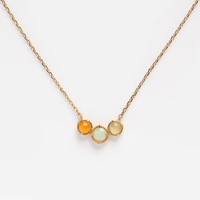 Personnalisé Jade opale Jaune Quartz véritable 925 Sterling argent Plaqué Or Joy Acrostic Collier pour femmes bijoux