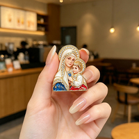 Broche personnalisée en métal émaillé Vierge Marie et Bébé Jésus avec strass pour revers