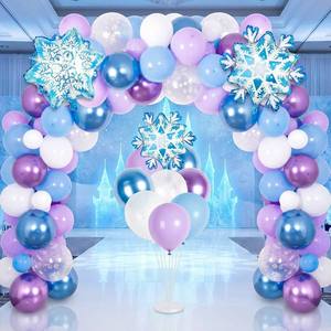 Decoraciones para <span class=keywords><strong>Fiesta</strong></span> Temática de Invierno, Kit de Arco de <span class=keywords><strong>Globos</strong></span> con Copos de Nieve, <span class=keywords><strong>Globos</strong></span> Metálicos Azules y Morados para Cumpleaños y Baby Shower - Product Image 5