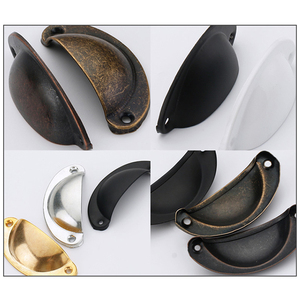 Poignée de tiroir rétro en métal noir chromé rouge bronze or blanc laiton antique couleur coquille forme pour meuble tiroir - Product Image 5