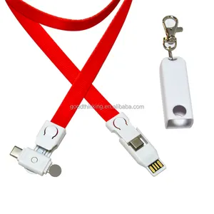 שרוך צוואר רצועת נייד 20W תשלום מהיר 4 ב USB טעינה בכבלים עבור טלפון צ 'י אלחוטי מטען 5v 2a usb