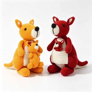 Kit de Matériel de Crochet Famille Kangourou pour Débutants, pour la Décoration de la Maison et les Cadeaux Faits Main, Incluant un Tutoriel - Product Image 1