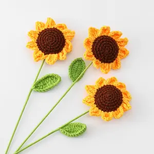 Good Selling Sunflower single finished product Tang line crochet bouquet material gift simulation bouquet