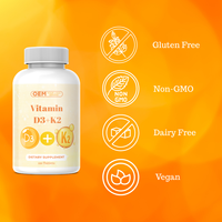 Özel Marka Fabrika Tedarikli Vitamin D3+K2 Sağlıklı Takviyeler OEM Hizmetleriyle Kemik ve Kalp Sağlığını Destekler