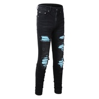Jeans de marque Designers Plus Sizes Patchwork Ripped Jeans Popular Hip Hop Skinny Jeans; hommes Motorcycle Patch Men Vintage Medium Print VX