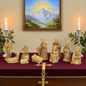 Sculpture de mangeoire à chevaux en résine, 10 pièces, art peint à la main, thèmes de la musique féerique, de l'amour, pour la commémoration de Jésus-Christ - Product Image 1