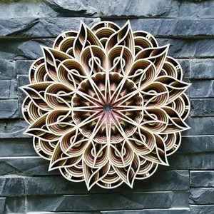 Professional OEM ODM Factory Laser Cutting Wood Customize Wall Mandala Multi-layer Arts Crafts Wooden Laser Cutting