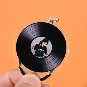 music keyring eco-friendly pink txt changeable key chain case acrylic custom album nfc mini cd keychain