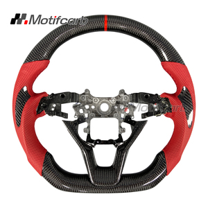 Volante Deportivo Personalizado de Fibra de Carbono con Empuñaduras de Cuero Rojo para Honda Accord Odyssey 10ª Generación 2018-2024 - Product Image 1
