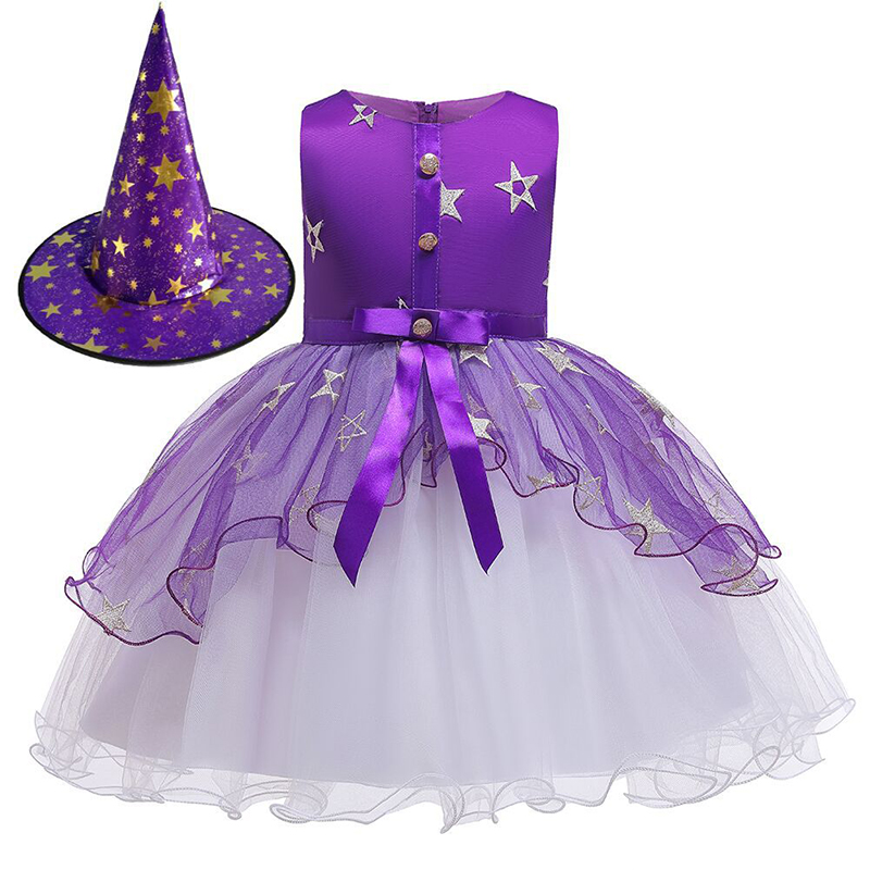 Little Girls Princess Costume Halloween Party Birthday Dress Up Cosplay bouffant skirt with hat