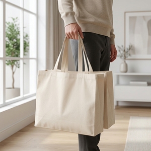 Reusable Cotton Canvas <b>Tote</b> <b>Bags</b> 45x35x8cm <b>Medium</b> Size Women's Shopping &amp; Work <b>Bags</b> - Product Image 5