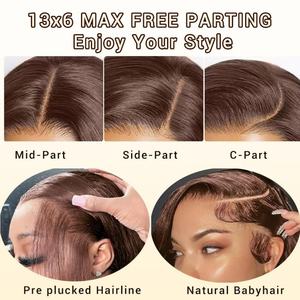 13x6 HD <b>Lace</b> <b>Frontal</b> <b>Wigs</b> Human Hair ,Full <b>Lace</b> <b>Wig</b> Cuticle Aligned Hair, Brown Color Glueless Human Hair <b>Wigs</b> for Black Women - Product Image 5