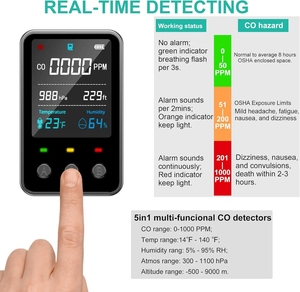 2025 אוויר חיצוני נייד ומקורה צג פחמן חד חמצני עם אזעקת עשן וגלאי גז - Product Image 3